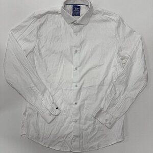 Louis Philippe Button Up‎ Shirt Men 42 White Super Slim Long Sleeve Cotton Shirt